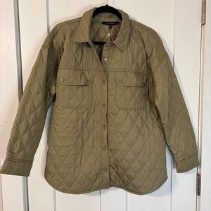 NWT Blu Pepper Women's Light Green Quilted Snap Front Barn Chore Jacket Large